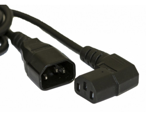 Кабель питания монитор-компьютер IEC 320 C13 (угловая)-IEC 320 C14(3x1.0),10A,прямая вилка,3м,черн